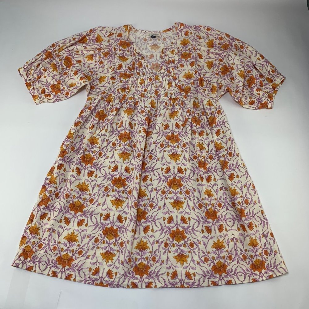 Universal Thread White Mini Dress with Orange and Purple Floral Print